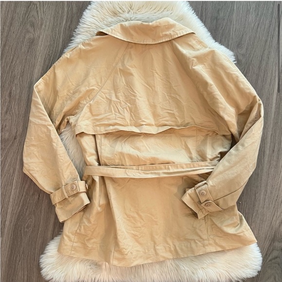 Frame Denim Cotton Linen Blended Cropped Trench Coat Wrapped Jacket - Picture 2 of 5